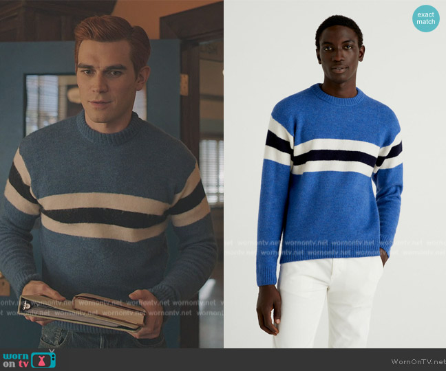 Archie's stripe sweater on Riverdale | K.J. Apa | Clothes and Wardrobe TV