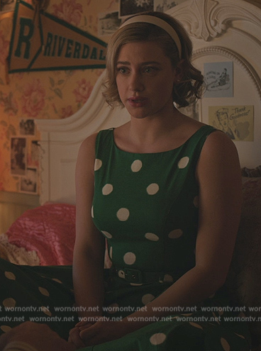 Betty's green polka dot dress on Riverdale