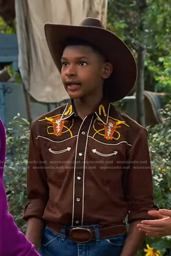Bill's brown embroidered western shirt on Bunkd