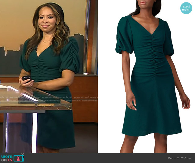 WornOnTV: Adelle’s green ruched puff sleeve dress on Today | Adelle ...