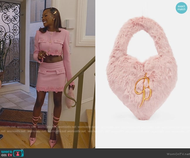 Blumarine Embellished faux fur bag worn by Chelsea Lazkani on Selling Sunset