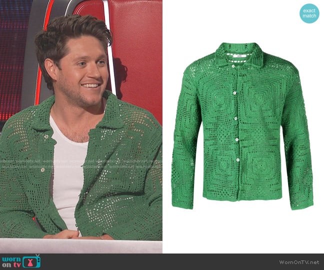 Bode Crochet-Knit Shirt worn by Niall Horan on The Voice