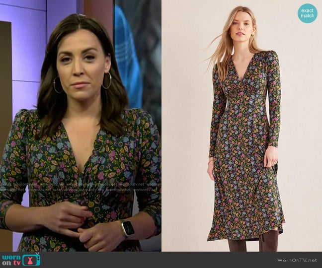 Boden Jersey Midi Tea Dress worn by Hallie Jackson on Today