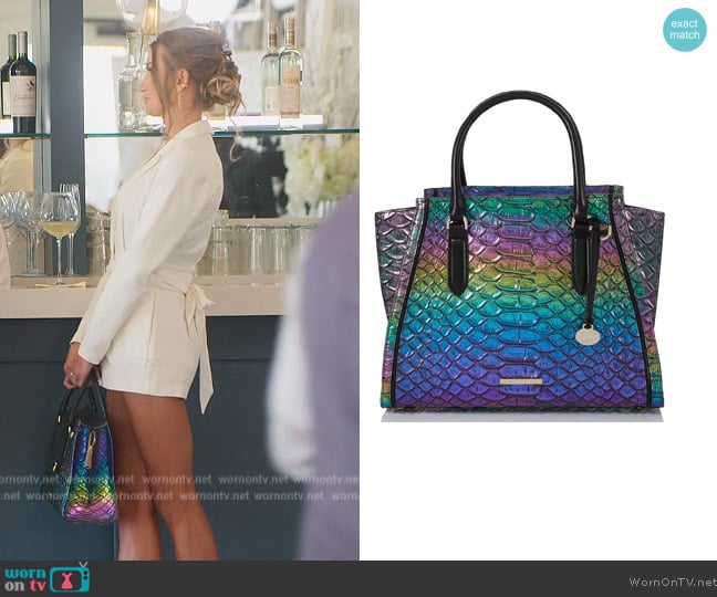 Brahmin Priscilla Satchel worn by Nicole Young on Selling Sunset