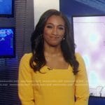 Brittany Bell’s yellow asymmetric neck dress on Good Morning America