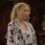 Brooke’s white floral ruffled blouse on The Bold and the Beautiful