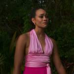 Brooklyn’s pink halter top and shorts on Fantasy Island