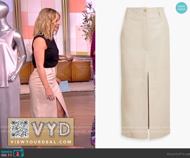 Brunello Cucinelli Leather midi skirt worn by Sara Haines on The View