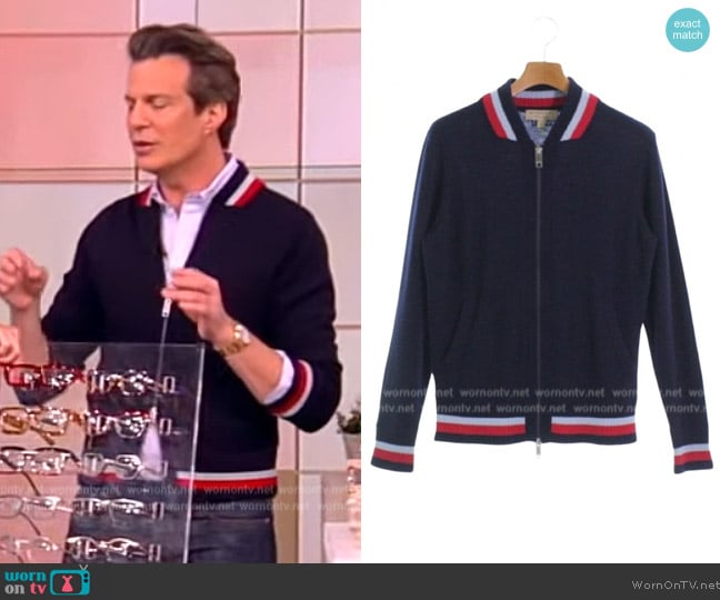 Burberry Stripe Trim Cardigan worn by Adam Glassman on The View