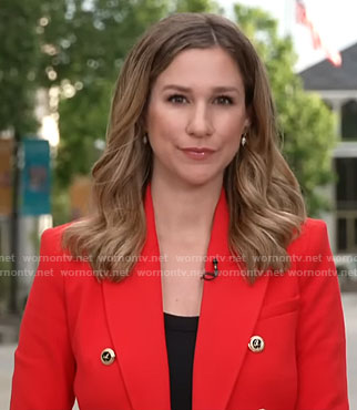 Caitlin Huey Burns’s red blazer on CBS Mornings