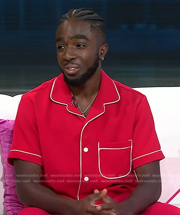 Caleb McLaughlin’s red shirt with white piping on Today