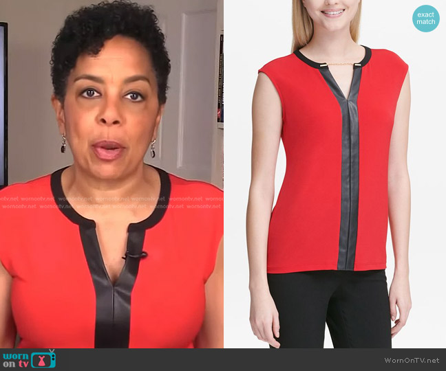 Calvin Klein Sleeveless Top with Removable Chain worn by Sharon Epperson on NBC News Daily