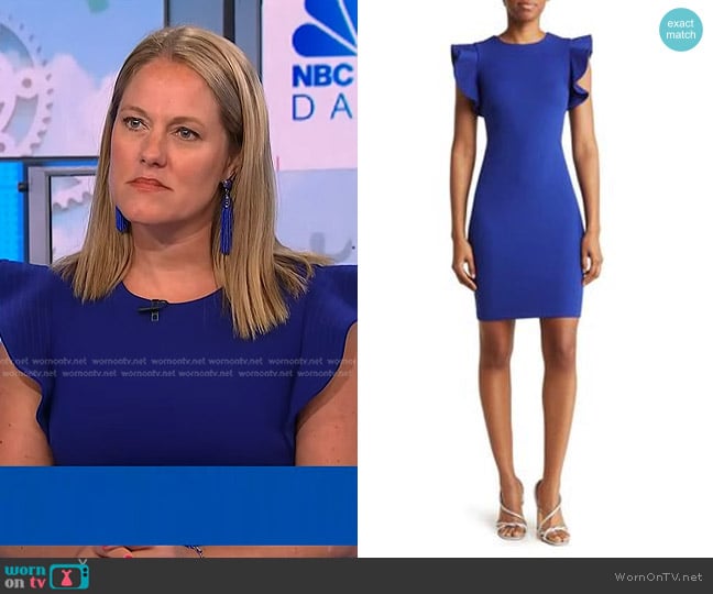 Calvin Klein Ruffle Shoulder Sheath Dress worn by Kelley Kitley on NBC News Daily