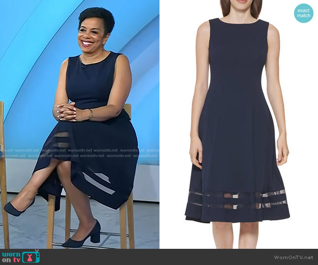 WornOnTV: Sharon Epperson’s navy mesh stripe dress on Today | Clothes ...