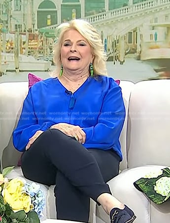 Candice Bergen’s blue tassel zip top on Today