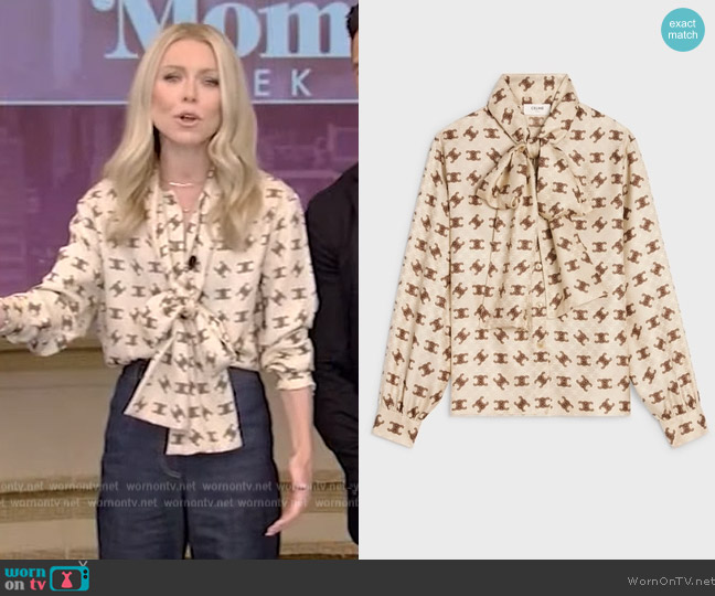 Celine Lavalliere Blouse in Shiny Matte Silk worn by Kelly Ripa on Live with Kelly and Mark