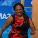 Chandra Wilson’s black and red floral sleeveless dress on Good Morning America