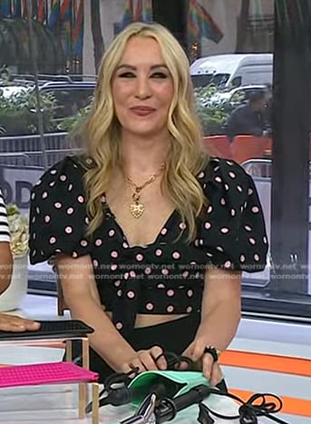 Chassie's black polka dot cropped top on Today