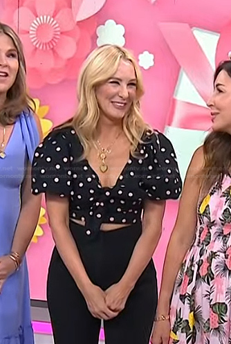 Chassie's black polka dot cropped top on Today