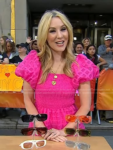 Chassie's pink smocked puff sleeve dress on Today