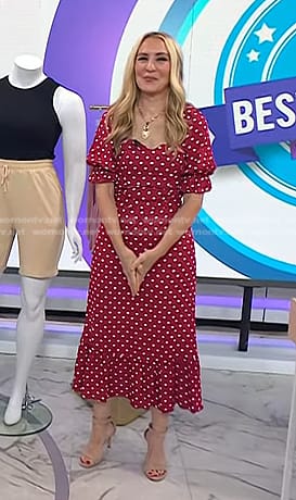 Chassie's red polka dot top and skirt on Today