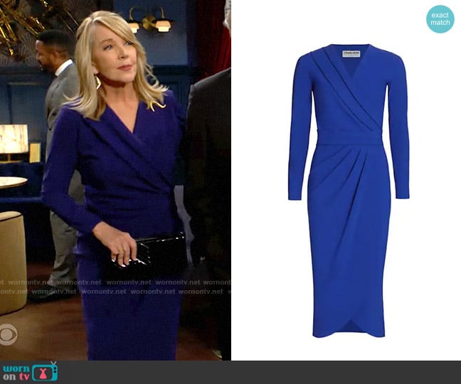 Chiara Boni La Petite Robe Jodene Dress in Azulejo worn by Nikki Reed Newman (Melody Thomas-Scott) on The Young and the Restless