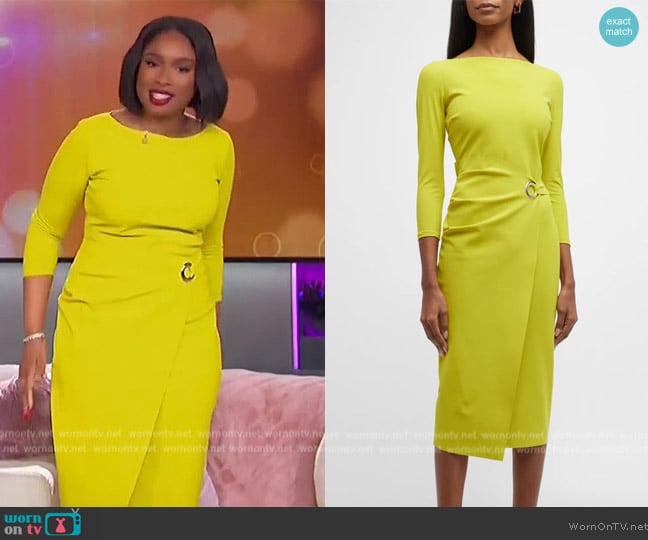 Chiara Boni La Petite Robe Zelie Bateau-Neck 3/4-Sleeve Midi Dress worn by Jennifer Hudson on The Jennifer Hudson Show