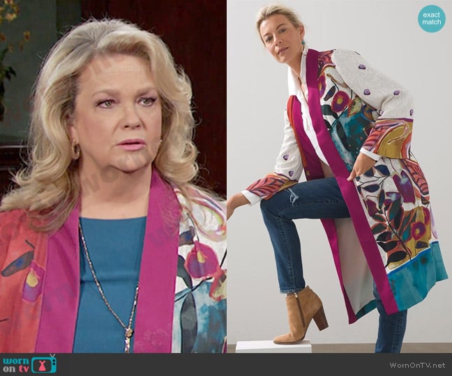 Chicos Floral Print Duster worn by Anna DiMera (Leann Hunley) on Days of our Lives