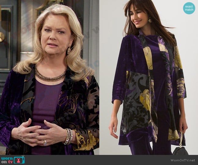 Chios Travelers Velvet Kimono worn by Anna DiMera (Leann Hunley) on Days of our Lives