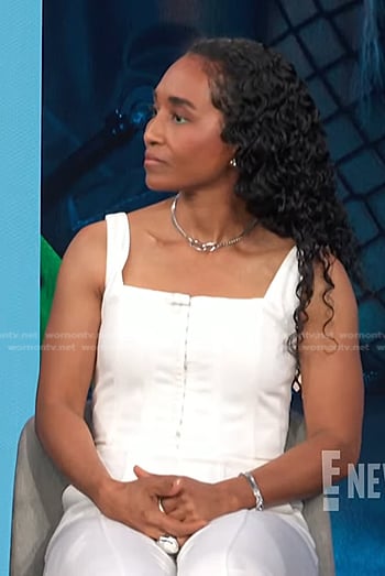 Chilli’s white corset jumpsuit on E! News