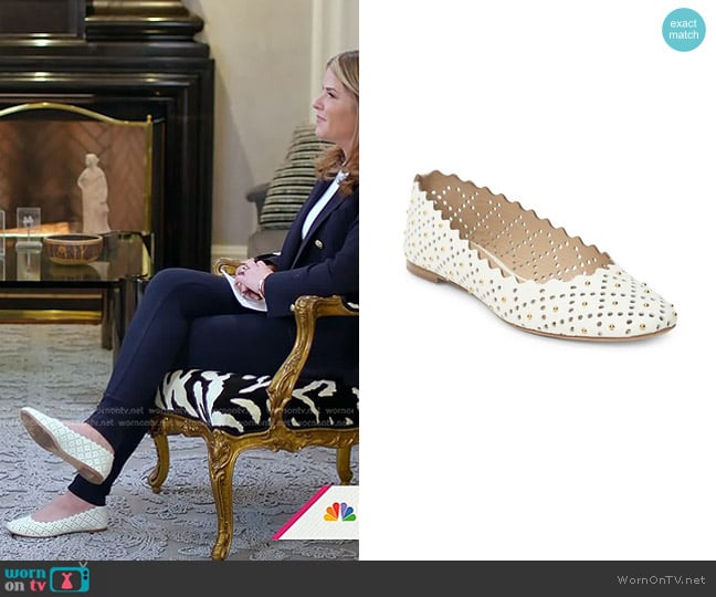 Chloe Lauren Perforated & Studded Leather Ballet Flats worn by Jenna Bush Hager on Today