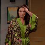 Chloe’s black and green floral robe on Days of our Lives