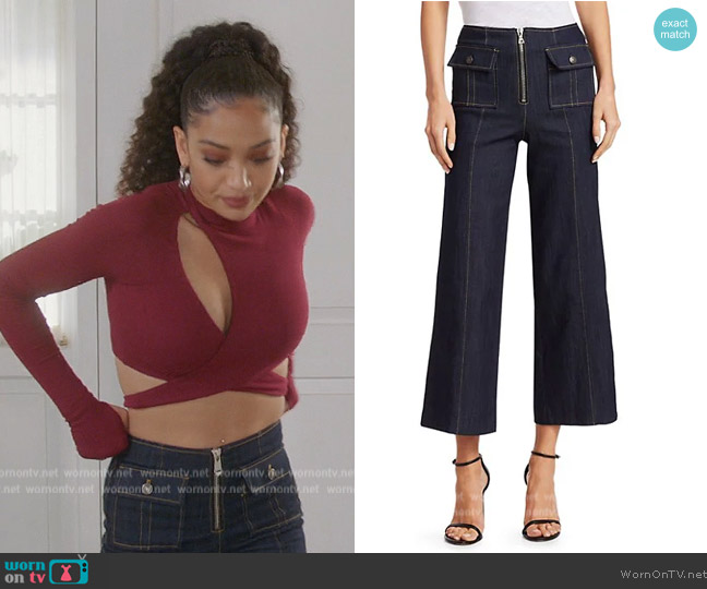 Cinq a Sept Azure Wide Leg Pants worn by Olivia Baker (Samantha Logan) on All American