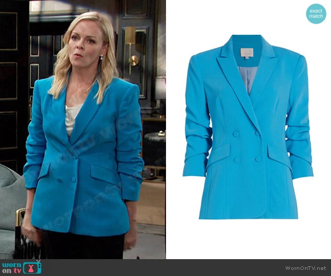 Cinq a Sept Kris Ruched Sleeve Blazer worn by Belle Brady (Martha Madison) on Days of our Lives