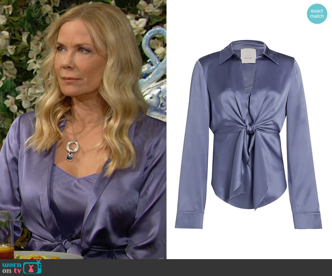 Cinq a Sept Ally Top in Soft Periwinkle worn by Brooke Logan (Katherine Kelly Lang) on The Bold and the Beautiful