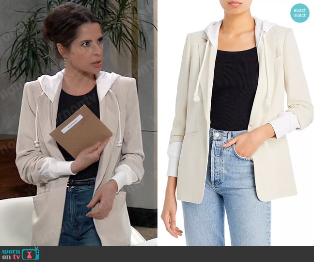 Cinq a Sept Khloe Blazer in Plaster White worn by Sam McCall (Kelly Monaco) on General Hospital