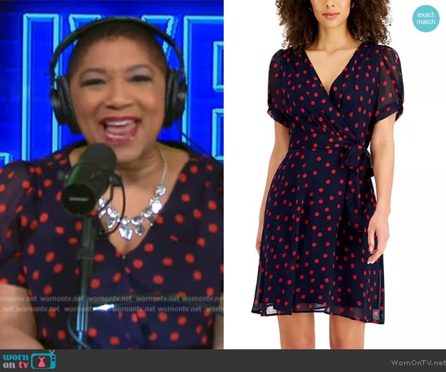 Connected Petite Twisted-Sleeve Fit & Flare Dress worn by Deja Vu on Live with Kelly and Mark