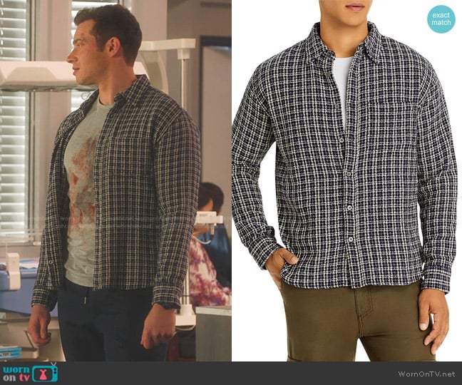 Corridor Reverse Tweed Snow Check Cotton Check Shirt Jacket worn by Evan Buckley (Oliver Stark) on 9-1-1