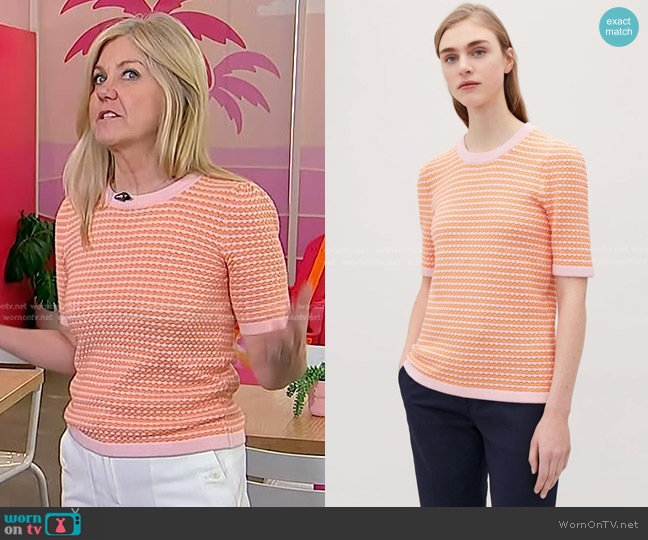 Cos Textured Jacquard Knit Top In Orange worn by Julia Jensen on Today