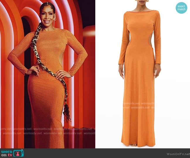 Cult Gaia Rinna Studded Cutout Gown worn by Sheree Whitefield on The Real Housewives of Atlanta