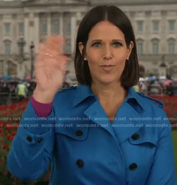 Dana Jacobson’s blue trench coat on CBS Mornings