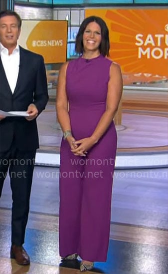 Dana Jacobson’s purple jumpsuit on CBS Satirdau Morning