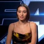 Daniela Melchior’s printed cowl neck dress on E! News