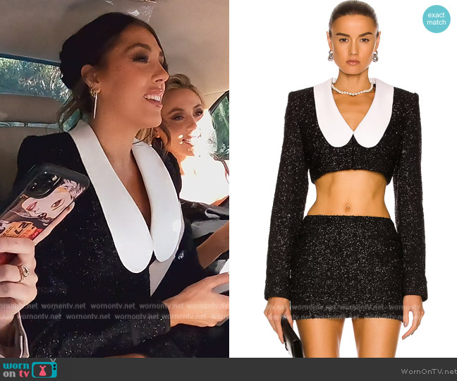 Daniele Carlotta Boucle Micro Jacket worn by Sistine Stallone on The Family Stallone