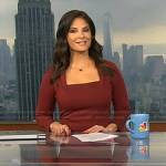 Darlene Rodriguez’s maroon square neck dress on Today