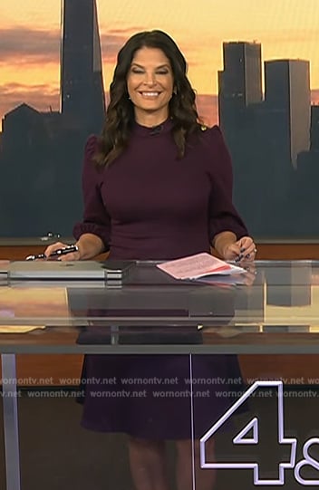 Darlene Rodriguez’s purple buttoned shoulder dress on Today