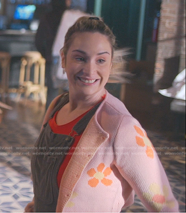 Davia's pink floral cardigan on Good Trouble