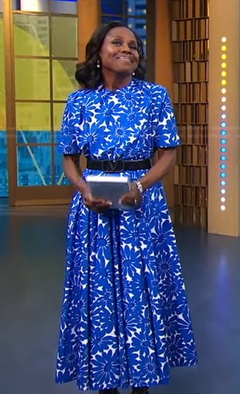 Deborah’s white and blue floral dress on Good Morning America