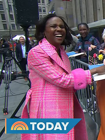 Deborah Roberts’s pink plaid coat on Today