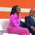 Deborah Roberts’s pink plaid pants on Today